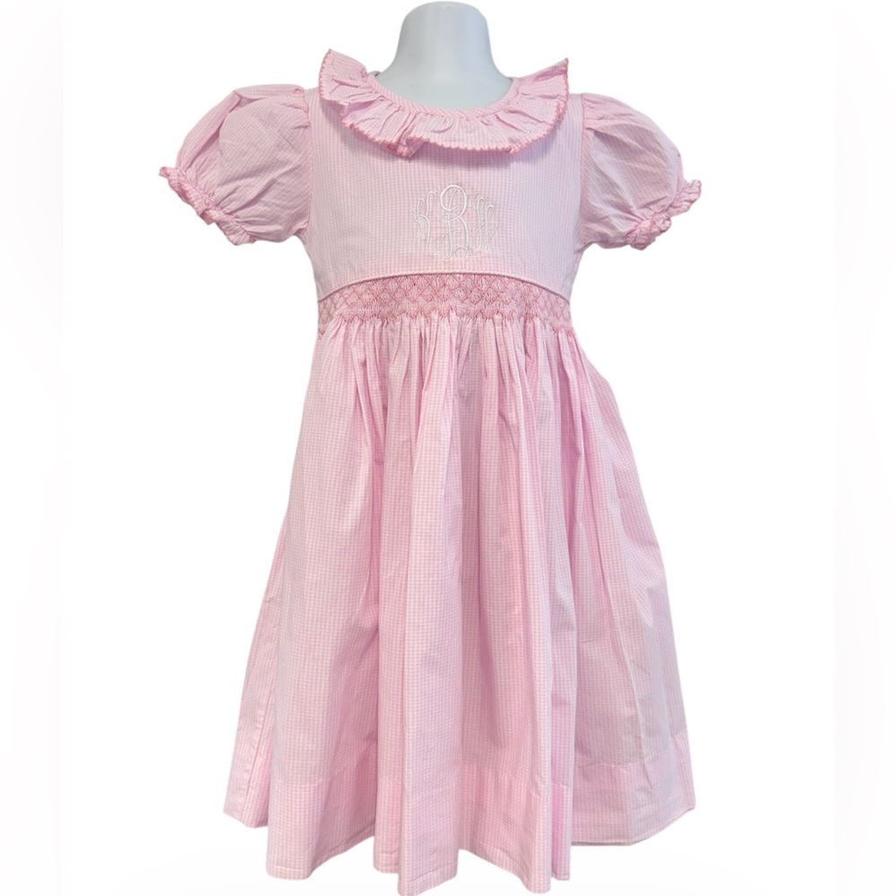 SMOCKINGBIRD Smocked Pink Gingham Dress Size 4